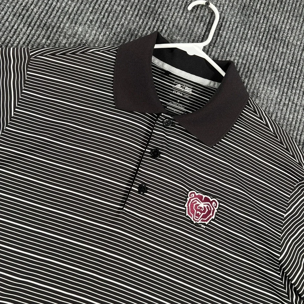 Missouri State Bears Polo Shirt Mens Small Black Striped Short Sleeve Adidas